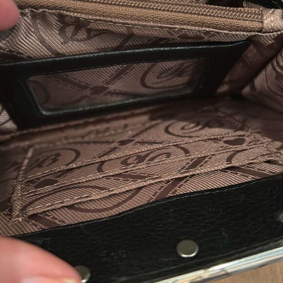 Brighton Croc brown black leather Crossbody wallet bag - Picture 3 of 11